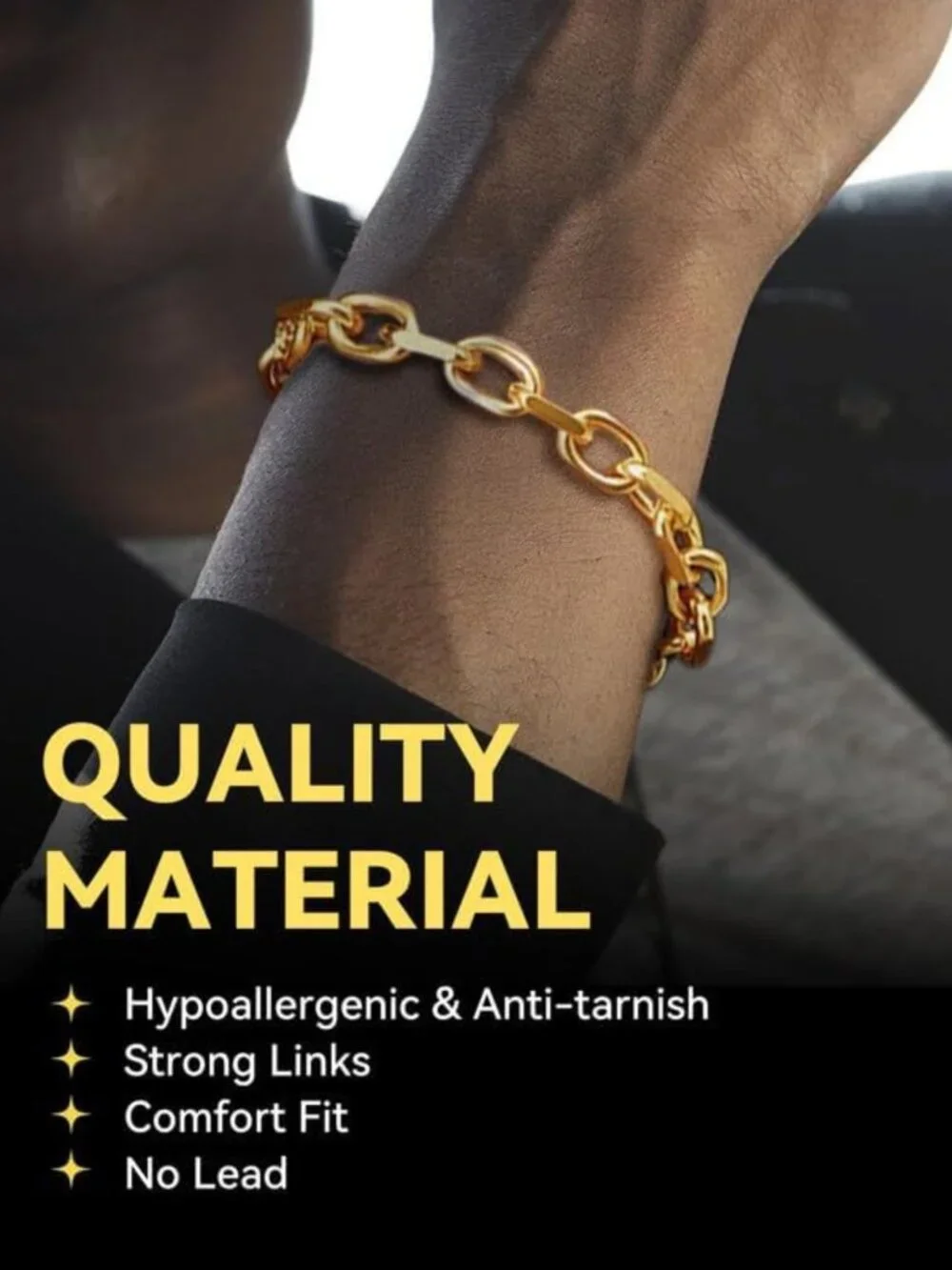 Stylish Stainless Steel Cable Chain Link Bracelet for Men & Women, 7mm-12mm